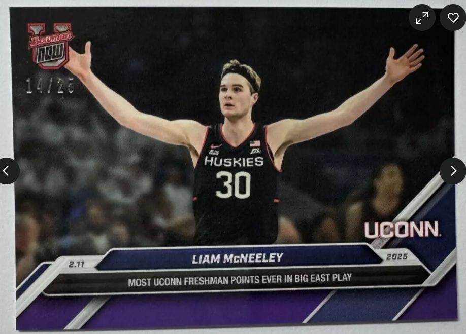 14/25* PARALLEL Liam McNeeley - 2024-25 Bowman U NOW® Basketball - Card 64